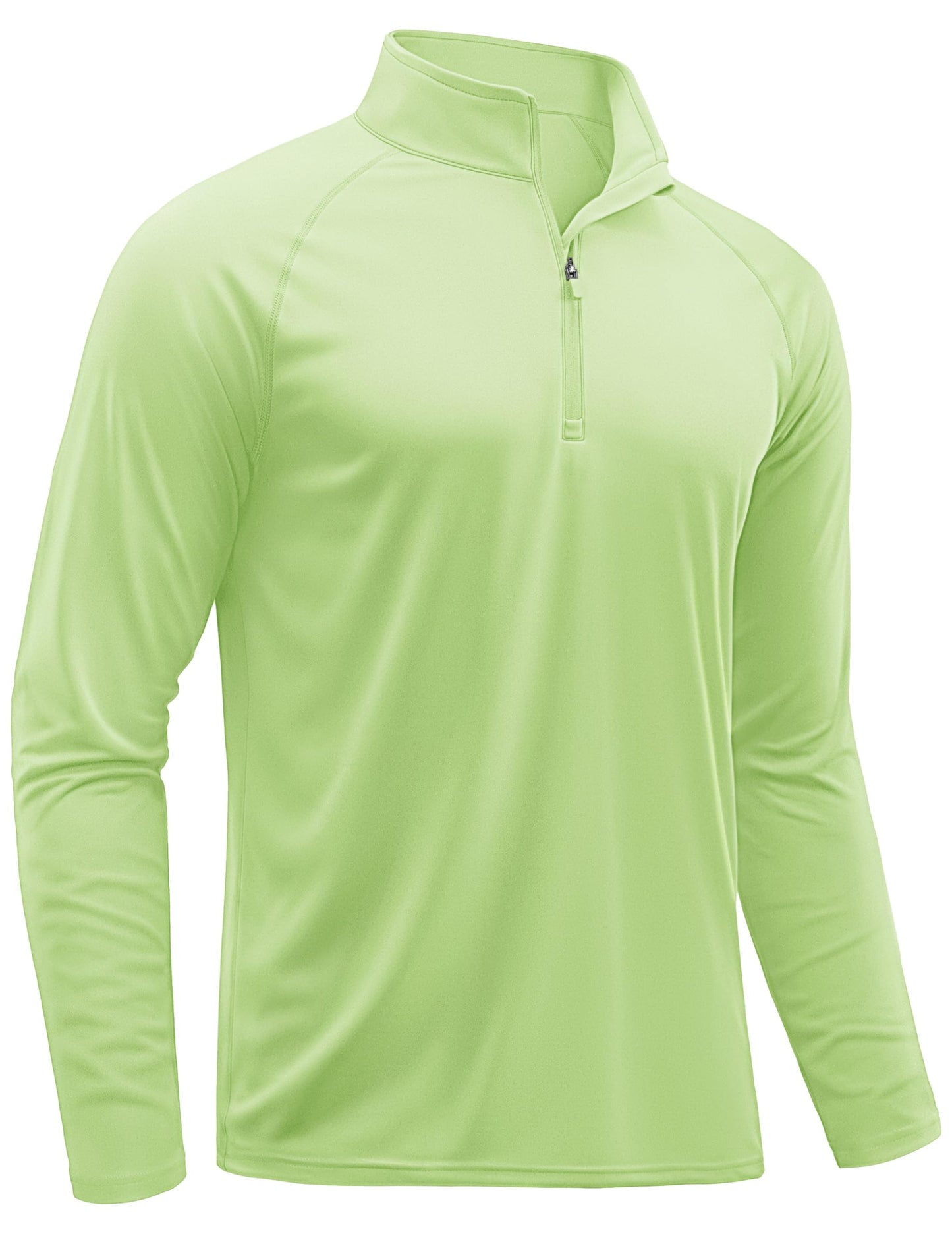 TACVASEN Athletic Quarter Zip Pullover Shirts for Men Running Shirts Quick Dry Sun Protection Sun Long Sleeve Beach UPF50+ T-Shirts Light Green