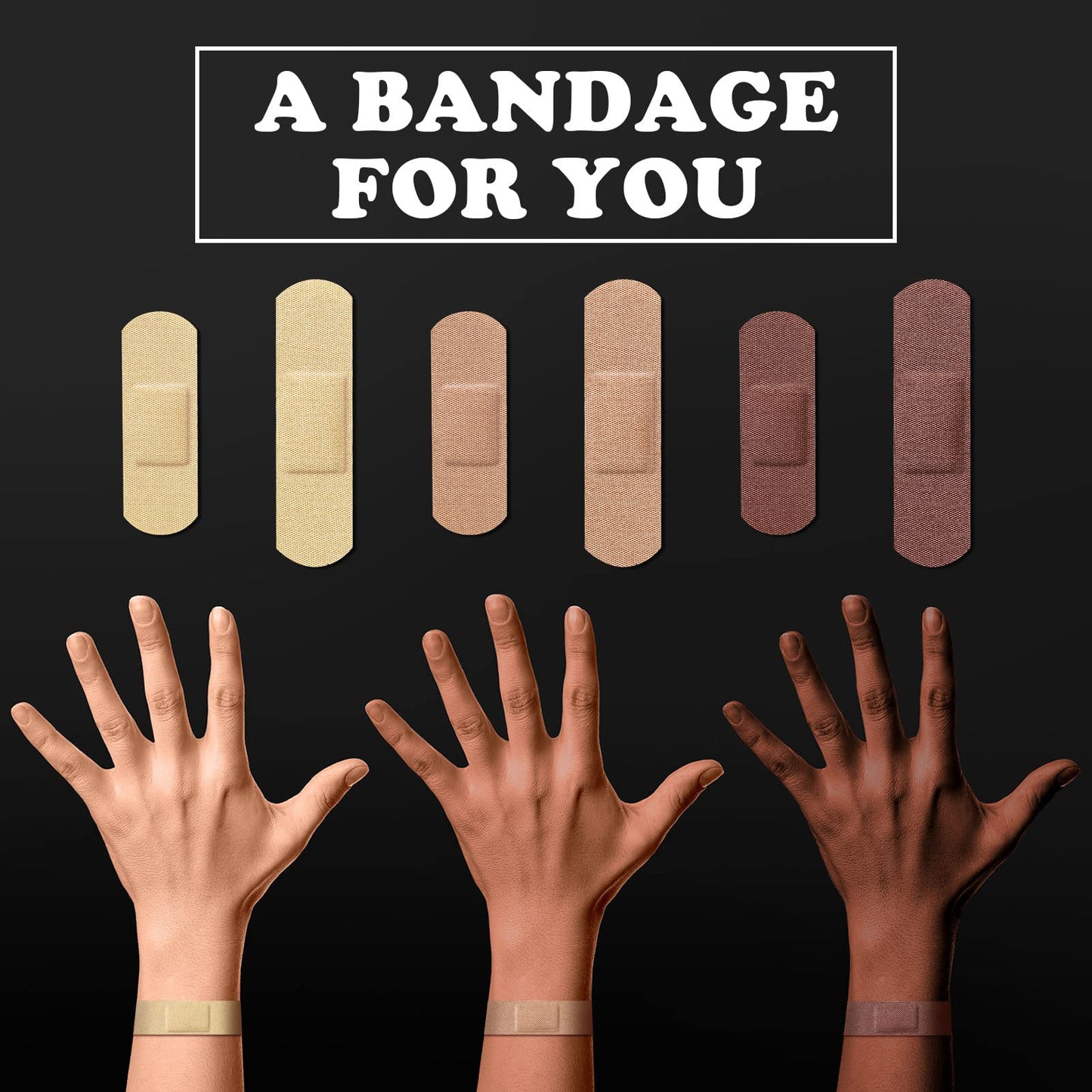 Yinder 300 Pcs Skin Tone Bandages Shade Flexible Fabric Adhesive Bandages Pack for First Aid Protect Cuts Scrapes Scratches, 2 Sizes(Colorful)