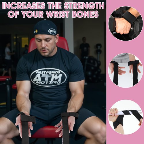 Lifting Strap for Weightlifting, Gym Wrist Wraps for Weightlifting with Hand Grips Support for Men Women, Soft Wrist Pads for Strength Training, Bodybuilding, Deadlifting, Relief Wrist Strain Fatigue