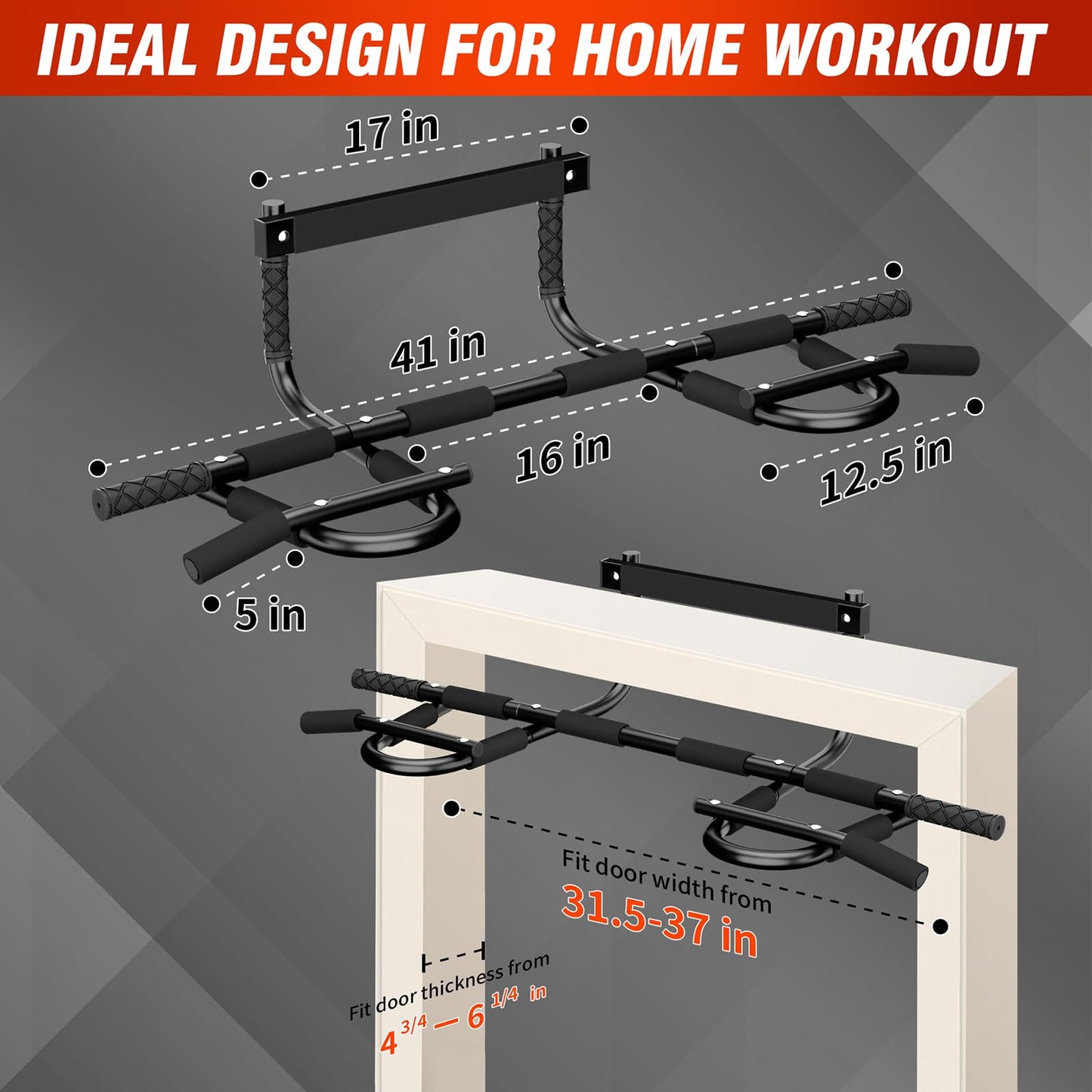 Multi Grip Pull Up Bar for Strength Training - Door Frame Wide Pull-up Bar, Chin Up Bar for Exercise, Door Workout Bar with Foam Grips