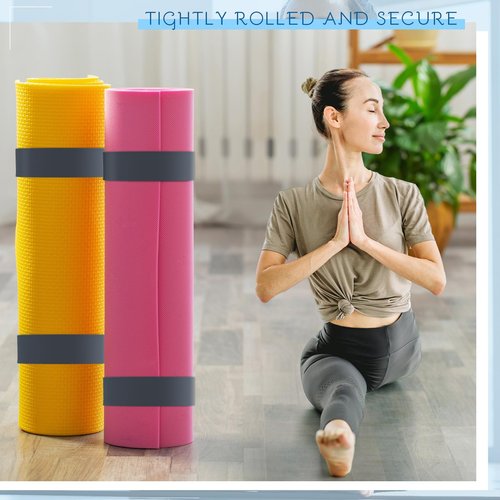 Leyndo 2 Pcs Yoga Mat Strap Band 20" l x 2" w Yoga Strap Tightly Rolled and Secure(Gray)