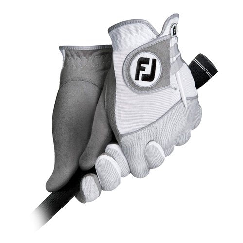 FootJoy Men's RainGrip Pair Prior Generation Golf Glove White/Grey, Medium/Large, Pair