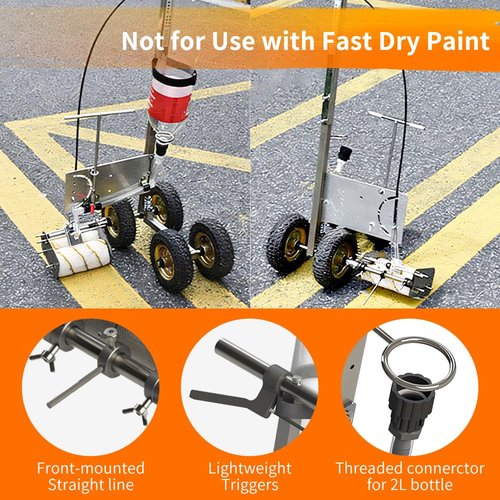 BAUSATZ Line Marker Machine, Field Concrete Paint Line Marking Machine, Lane Marking Applicator with Circle Tool,Oversized Off-Road Wheels for Outdoor Terrain