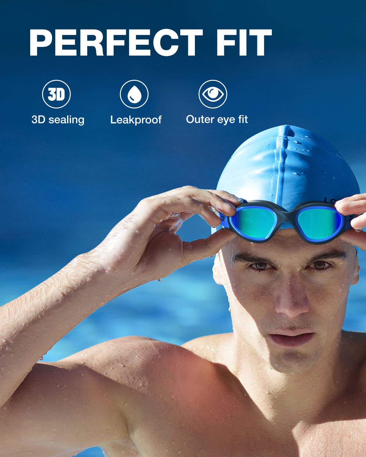 ZIONOR Swim Goggles, Upgraded G1 Polarized Swimming Goggles Anti-fog for Adult Men Women A1 (Polarized + Mirror Blue)
