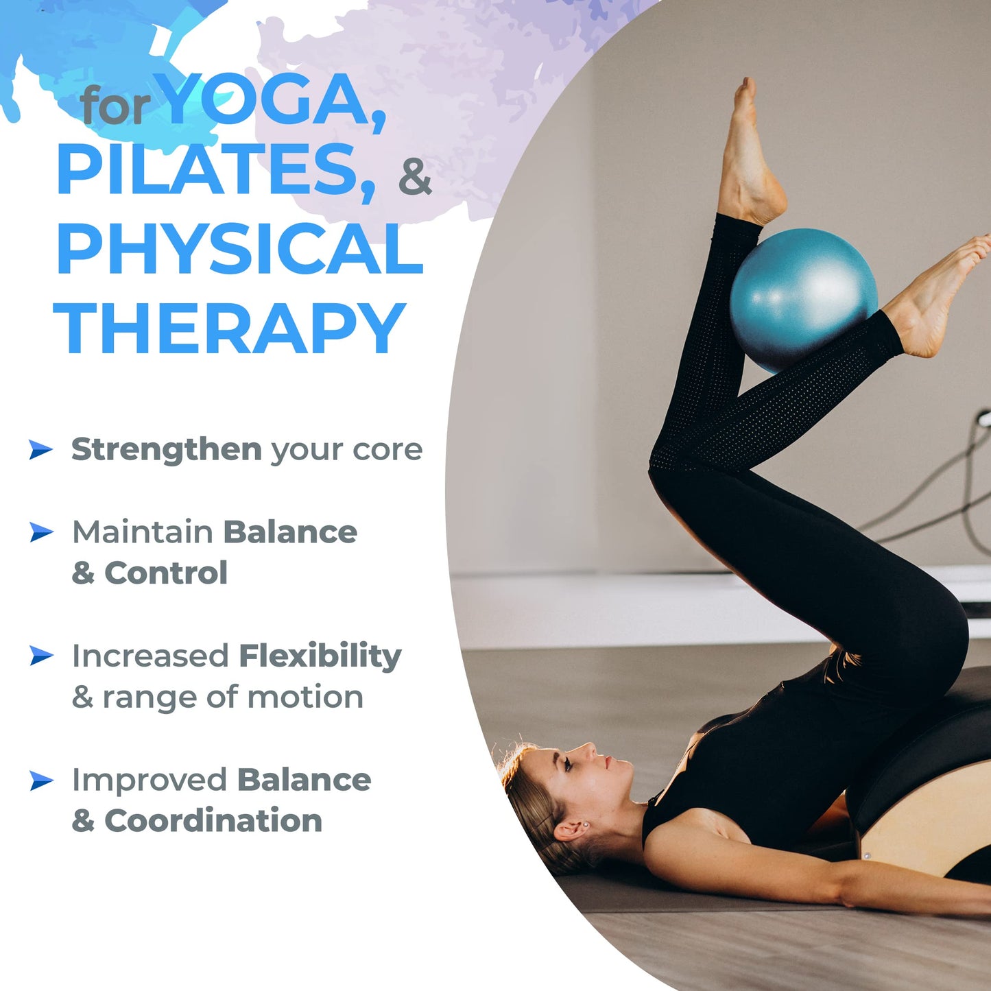Yogalo 9-Inch Small Pilates Ball with Pump - Mini Exercise Ball for Core Training, Stability, Pilates, Yoga, and Physical Therapy. Enhance Your Workouts with Our Mini Workout Ball