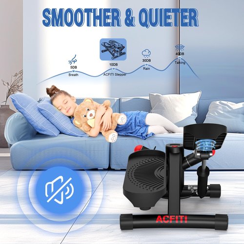 ACFITI Mini Stepper with Resistance Bands, Air-Powered Twist Stepper for Full Body Workout - 350lbs Loading Capacity