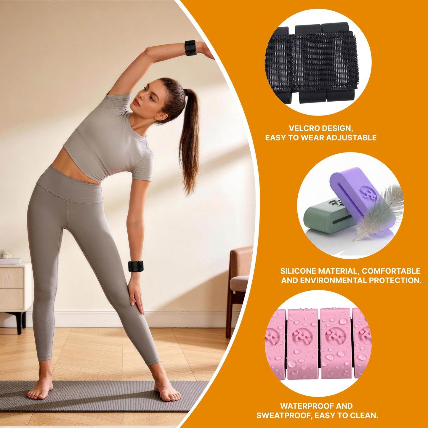 Sonkoloro Adjustable Wrist Weights for Women Men, Leg Weights for Women 0.75lb-1lb Each for Walking, Yoga, Dance, Barre, Gym (Blush, 2LB(2 Pcs))
