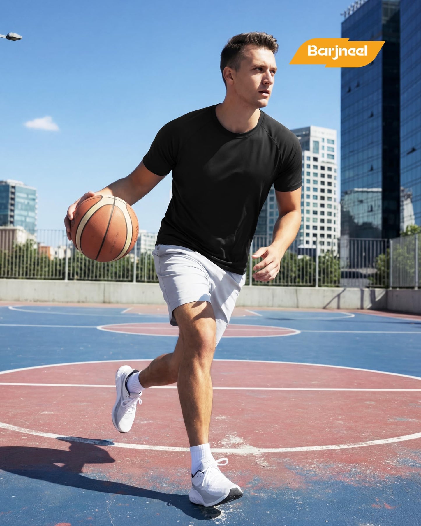 Barjneel 2 Pack Workout Shirts for Men - Black Casual Quick Dry Moisture Wicking Men's T-Shirts for Gym Running Athletic