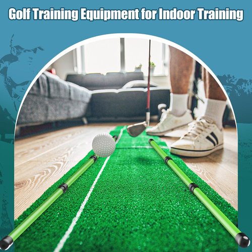 SLinBeiBy 2 Pack Premium Golf Alignment Sticks, 48 Inches Fluorescent Green Golf Training Aid for Aiming, Putting, Full Swing, Collapsible Golf Swing Trainer with Clear Tube Sleeve for Easy Carrying
