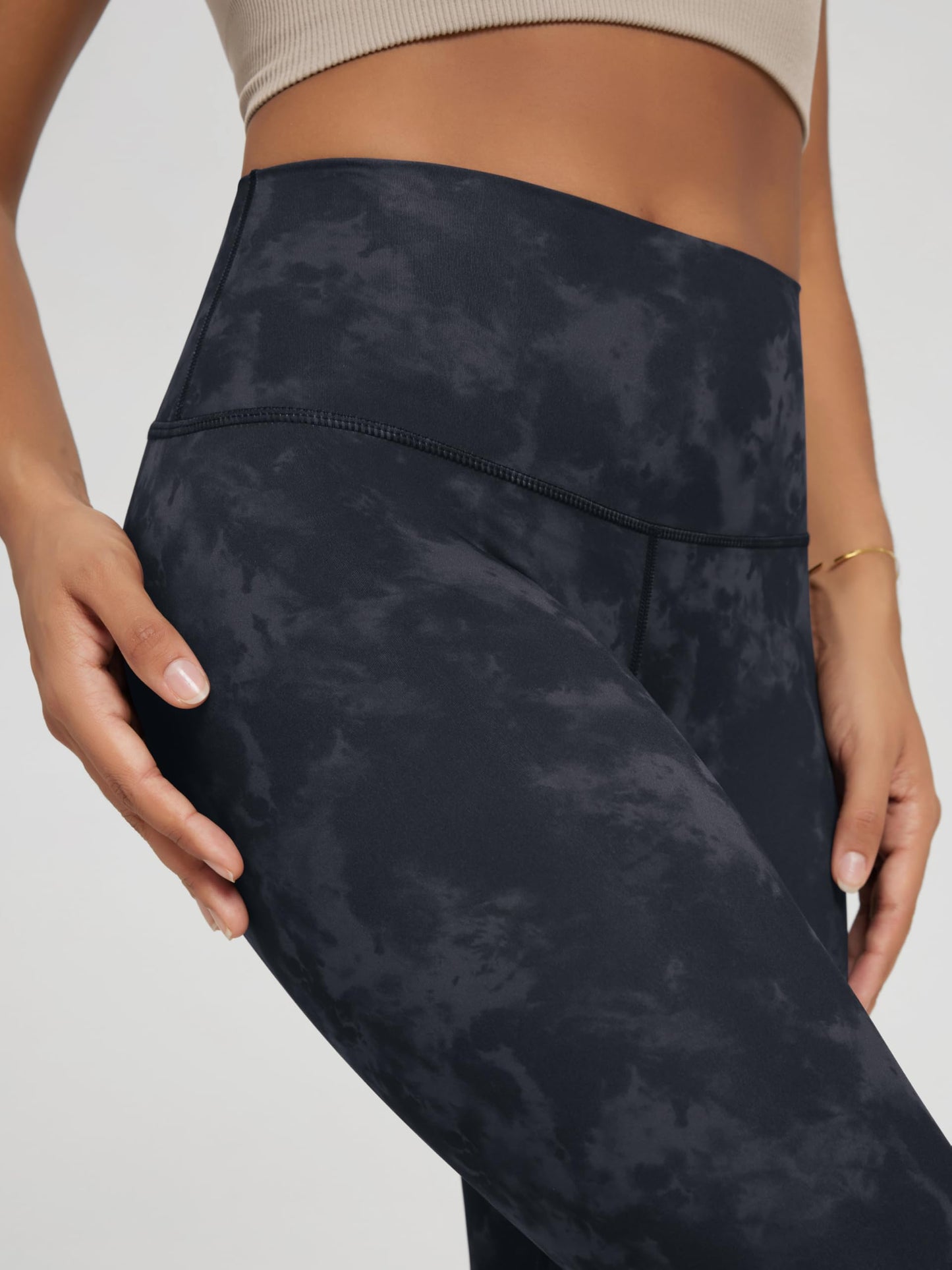ODODOS Buttery Soft Lounge Yoga Leggings for Women Full Length 28" High Waist Yoga Pants, Tie Dye Smoke Ink, X-Large