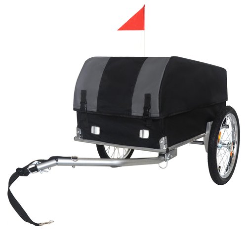 Foldable Bike Cargo Trailer with Universal Hitch, 88 lbs Capacity Bicycle Wagon Trailer with 16" Wheels & Removable Waterproof Cover, Heavy-Duty Storage Cart for Shopping, Camping & Moving