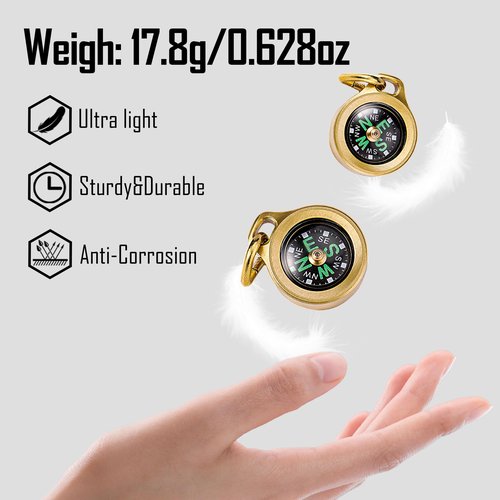 MecArmy CMP/CMP2 Mini Compass- Meaningful Graduation Birthday Gifts for Men Women, EDC Titanium/Brass/Copper Pocket Compass for Hiking SurvivaI, IPX5 Waterproof, Glow in The Dark, Necklace Pendant