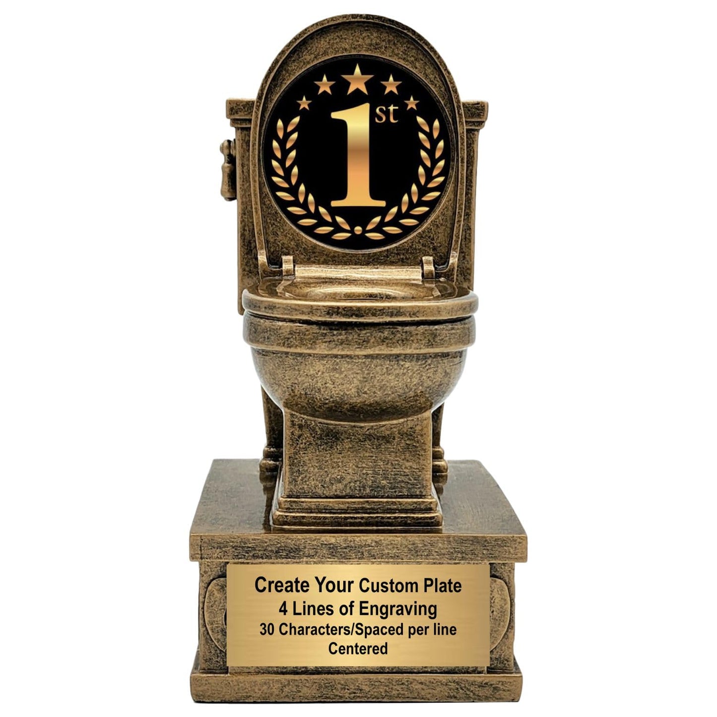 Decade Awards Personalized 1st Place Toilet Trophy - Engraved Action Pedestal First of The Worst Award - #1 Loser Award - Customize Now (1ST-7 Inch)