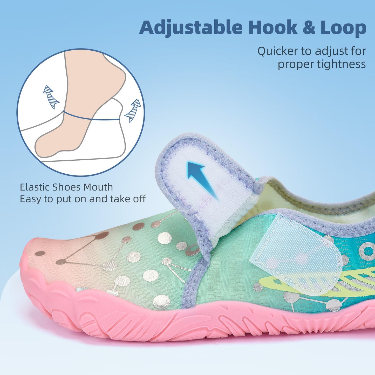 SUITSER Water Shoes Boys Kids Girls Beach Pool Barefoot Sand Watershoes Swim Wide Toe Box Aqua Socks Size 2 Purple (Little/Big Kid)
