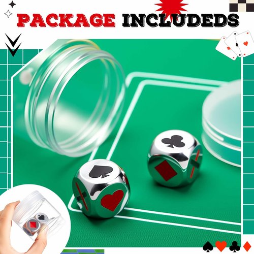 Simgoing 2 Pcs Stainless Metal Marker Dice 0.8''(2cm) Euchre Indicator Great Tools for Euchre Pinochle Playing Cards, Gift for Bridge Cards