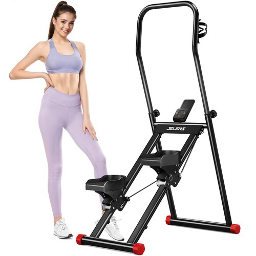 JELENS Stair Stepper for Home Gym Exercise, Compact Folding Cardio Exercise Climber for Full-Body Workout, Vertical Climber Machine, Extended Step Range Design (Black)