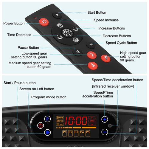 SoftGym Vibration Plate Exercise Machine for Lymphatic Drainage,Power Vibrate Stand Shake Board 450 Lbs Capacity Whole Body Workout Waver with Resistance Bands Weight Loss Gifts for Women Men-Black