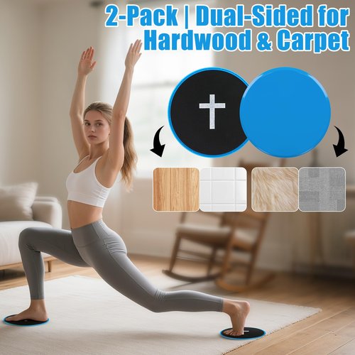 Eyourlife Core Slider Dual-Sided Sliders for Working Out 2-Pack on Hardwood & Carpet Pilates Equipment with Cross Design Portable Fitness Equipment for Abs Yoga Board & Full-Body Training