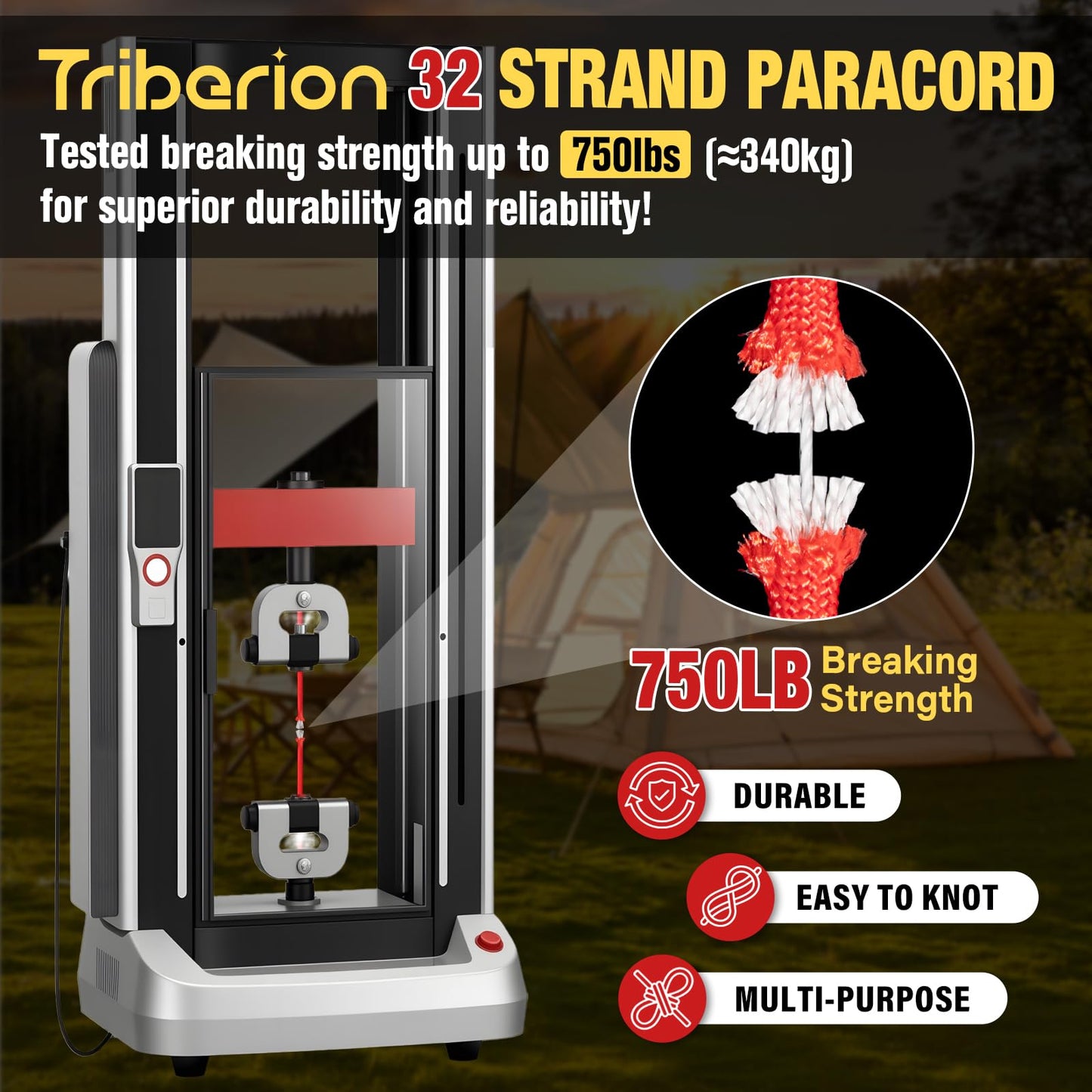 TRIBERION Paracord Rope 750 lb - 100ft 5/32" Parachute Cord 4MM 12-Strand para Cord - Heavy Duty Spool String for Survival,Camping Gear, Survival Bracelet, Clothesline - Red