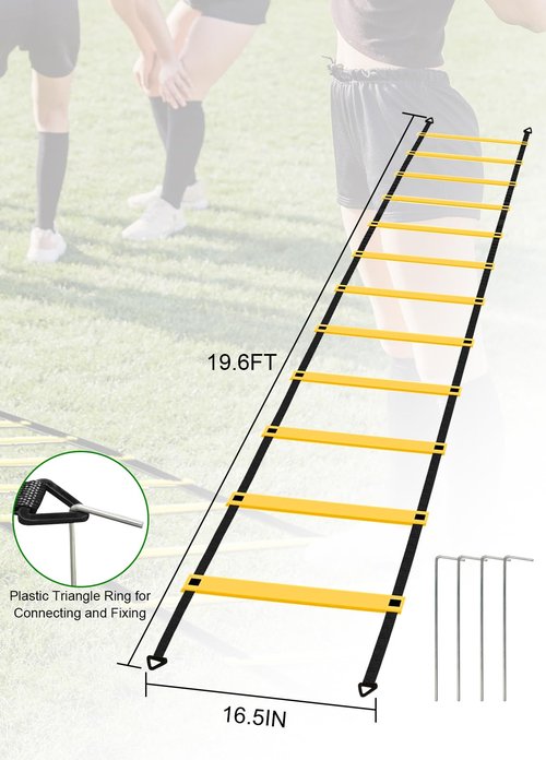 Panykoo Speed Agility Training Equipment Set - 20ft Agility Ladder, 10 Disc Cones, Resistance Parachute, 5 Resistance Bands & Carry Bag | Football Soccer Basketball Fitness Drills for Kids Adults