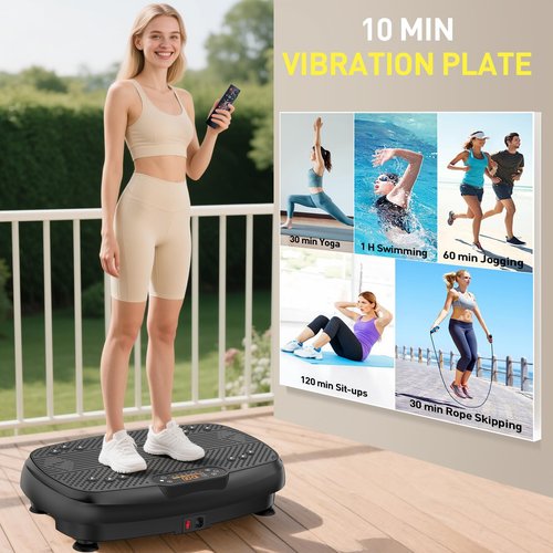 Damkee Vibration Plate Exercise Machine, Vibrating Equipment for Weight Loss and Lymphatic Drainage Massager, 3D Waver Exerciser for Fitness, Full Body Workout Shake Board with 120 speeds (Black)