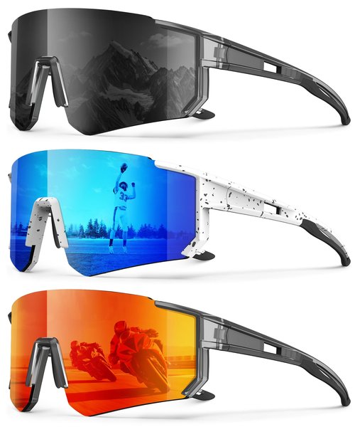 OUKEMAX Polarized Sport Sunglasses-Men-Women Running-Sunglasses: Cycling Sun Glasses UV Protection Driving Fishing 3packs