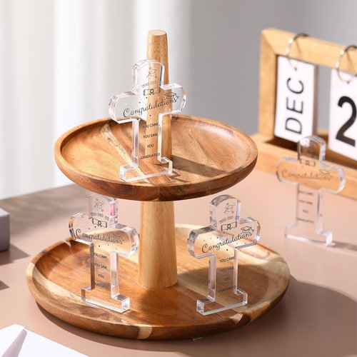 Huquary 24 PCS Graduation Acrylic Inspirational Awards 2025 Appreciation Congrats Trophies Gift High School College Keepsake for Graduation Party Favors Decorations(Cross)