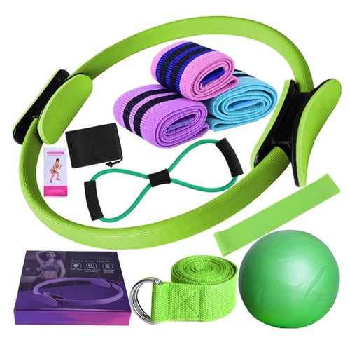 Pilates Essentials Kit for Women, Booty Bands for Working Out Glutes Yoga Ball 25cm Figure 8 Resistance Band Yoga Bands for Stretching (Purple)