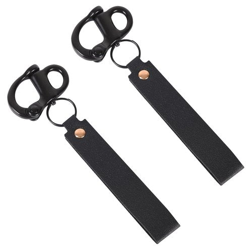ETZ Quick Release Clip Shackle for SCBA Mask (2 Pack), Firefighter Accessories Tools, Quick Release Snap Shackle, Marine Grade 316 Stainless Steel Shackle for Rigging with Leather Handle (Black)