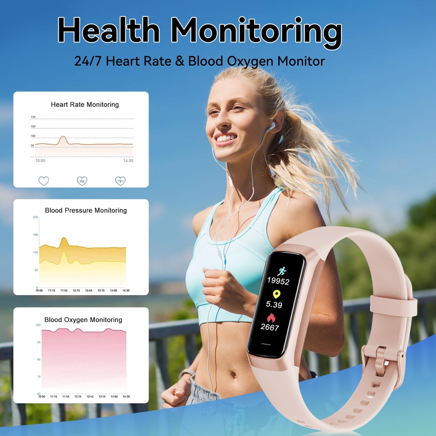 APPBYER Fitness Tracker with 24/7 Heart Rate, Blood Oxygen Blood Pressure Sleep Monitor,20+ Sports Modes Smart Watches for Women/Men, Activity & Step Tracker Smart Watch for Android/iOS Phones