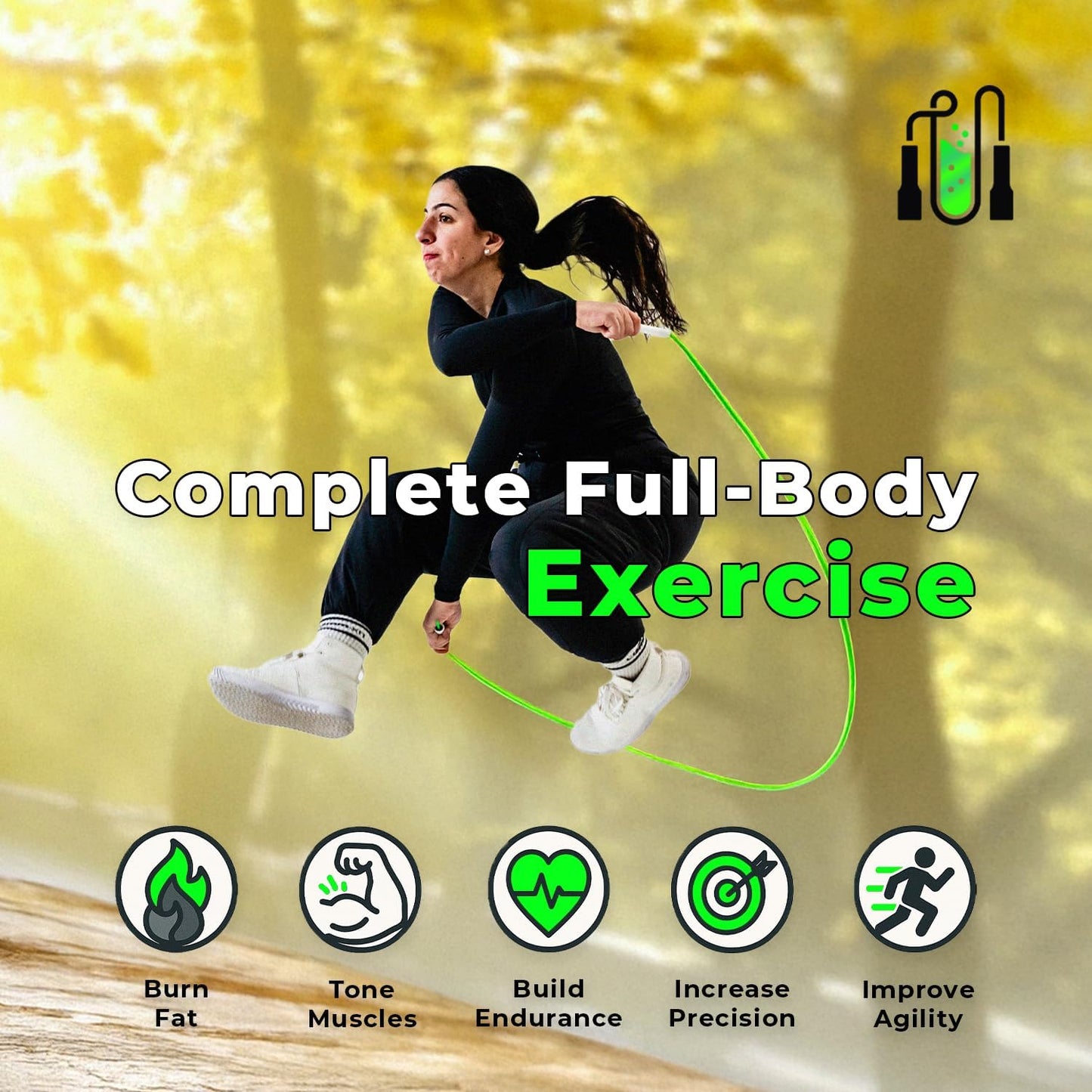 Jump Rope for Men and Women | Adjustable 10ft Skipping Rope | Freestyle/Speed Rope for Fitness, Cardio & Speed Training | Ergonomic Handles | 5mm Durable Cord | Tangle-Free