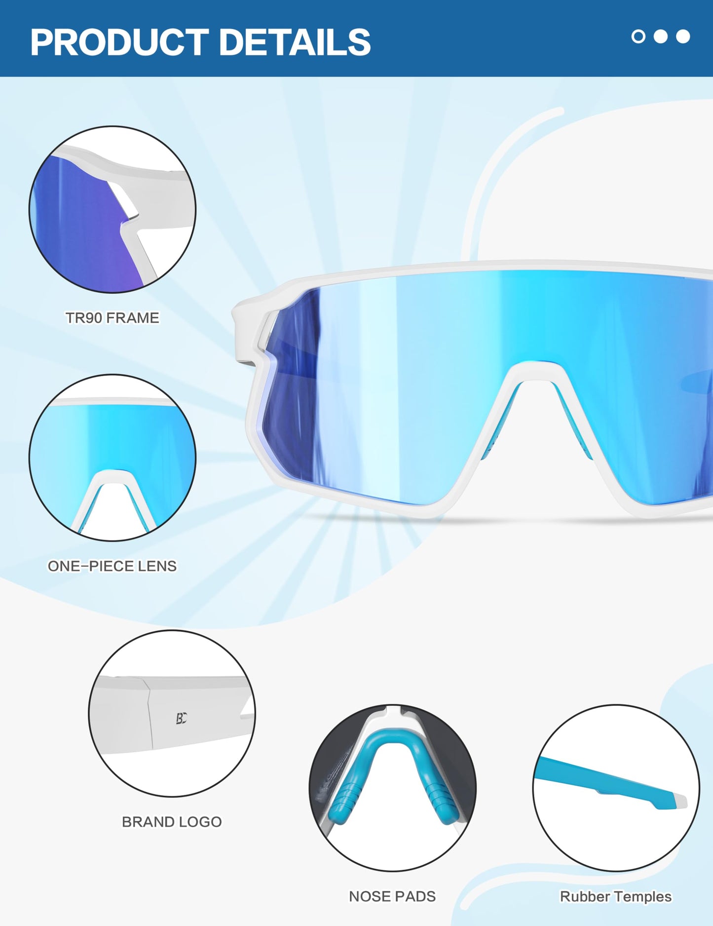 BIRCEN Polarized Baseball Sunglasses for Sports: TR90 Lightweight Running Sunglasses Cycling Glasses for Outdoor