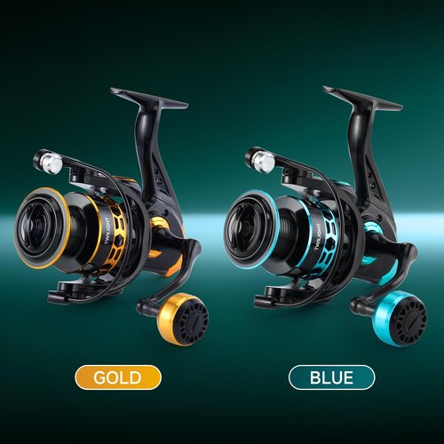 HAUT TON Spinning Reel,Freshwater and Saltwater Surf Fishing Reel 1000-7000 Series,5.2:1 Gear Ratio, 30LBs Max Drag, Gapless Rotation System Aluminum Metal Spool Fishing Reels (Gold, HT-TGG-5000)
