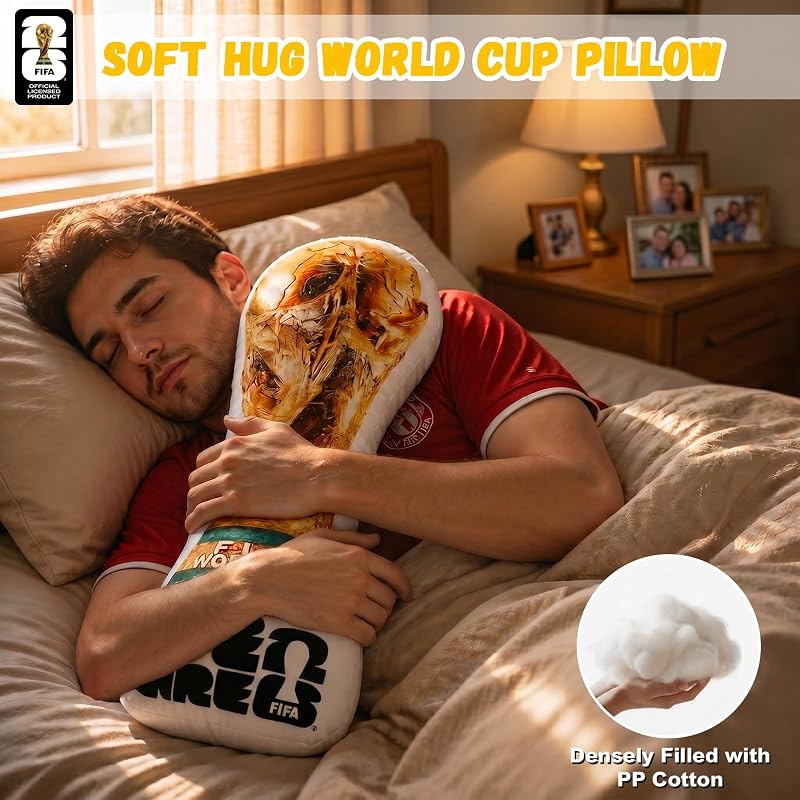 MESUCA FIFA World Cup 2026 Trophy Plush Pillow - 19 Inch, Golden Variation
