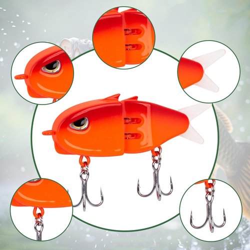 Xisakaca 7 Pcs Swimbait Fishing Lures, Slow Sinking Swimming Bait with Double Hook, Mini Multi Jointed Bass Pike Fishing Bait Tackle, 2.35" Hard Body Perch Glider