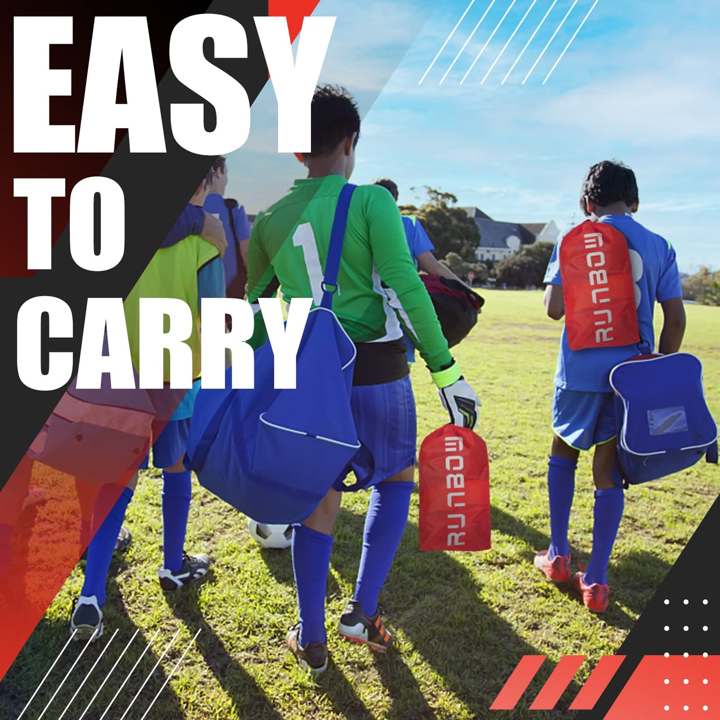 RUNBOW 6x4 ft Portable Kids Soccer Goal for Backyard Practice Soccer Net with Carry Bag (6x4 FT, 1 Pack, Red)