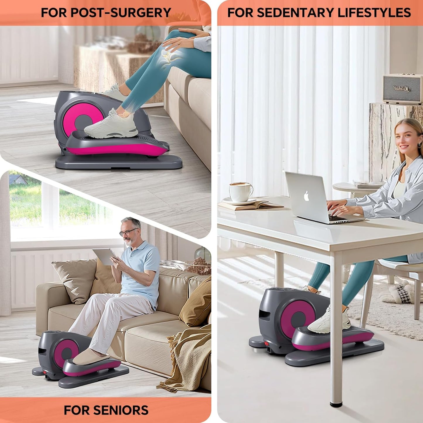 2025 New 16 Levels Speed Under Desk Elliptical Machine, Electric Ellipse Leg Exerciser Pro As Seen On TV, Forward & Reverse Direction,Quiet and Fully Assembled, Upgraded Manual Safety Power Switch