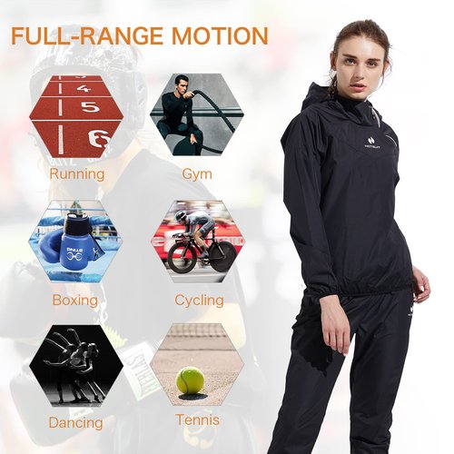 HOTSUIT Sauna Suit Women Weight Loss Boxing Gym Sweat Suits Workout Jacket, Black, L