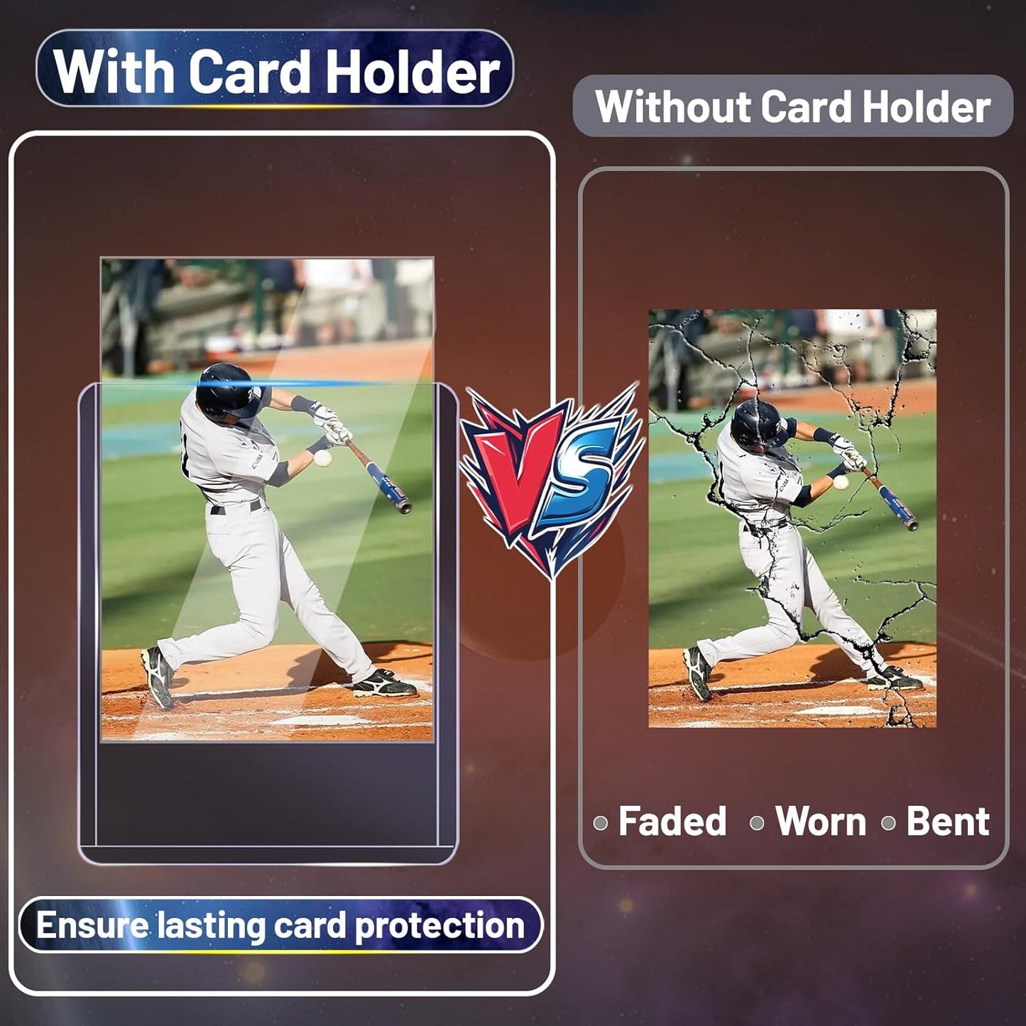 200 Toploads for Cards & Penny Sleeves 35PT Hard Plastic Card Holders 3x4 Baseball Card Protectors for TCG Sports Football Collectible Cards