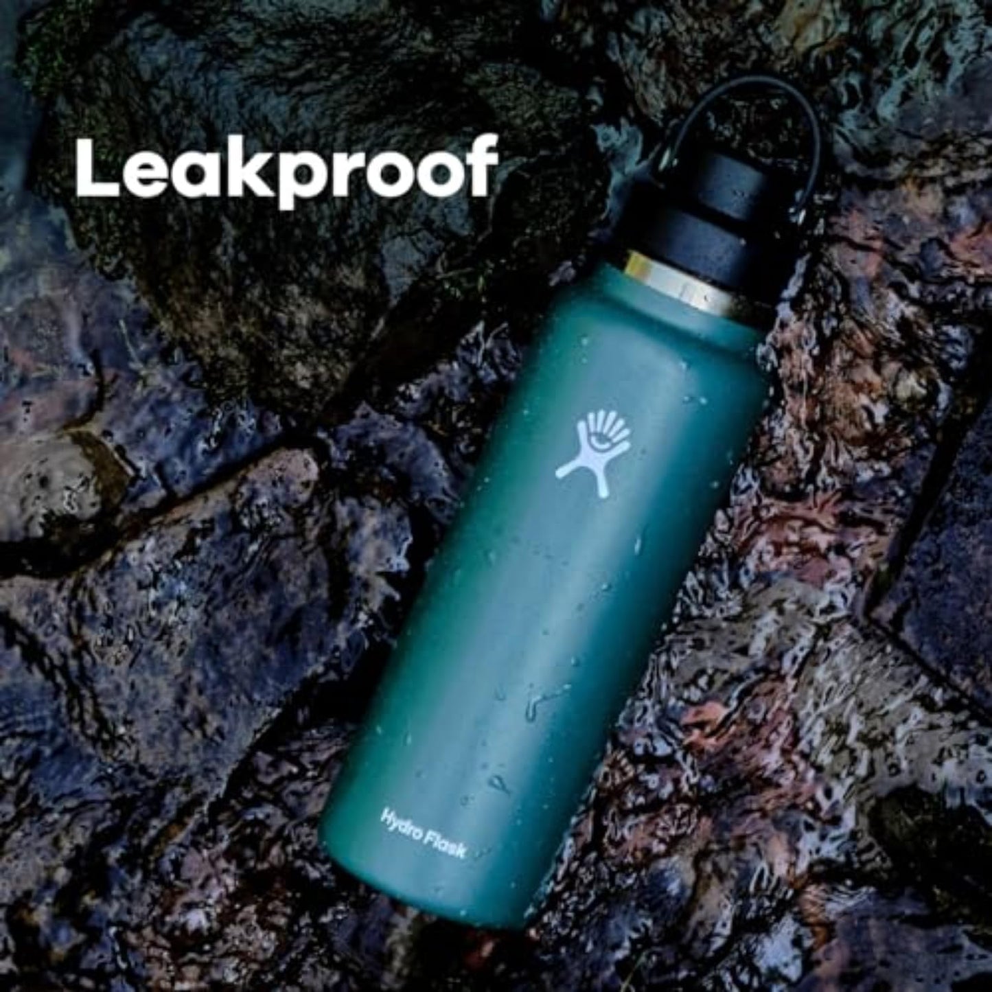 Hydro Flask Water Bottle - Insulated Stainless Steel - Wide Mouth Chug Lid, Non Spill, Leakproof in 40 Oz Cascade Blue