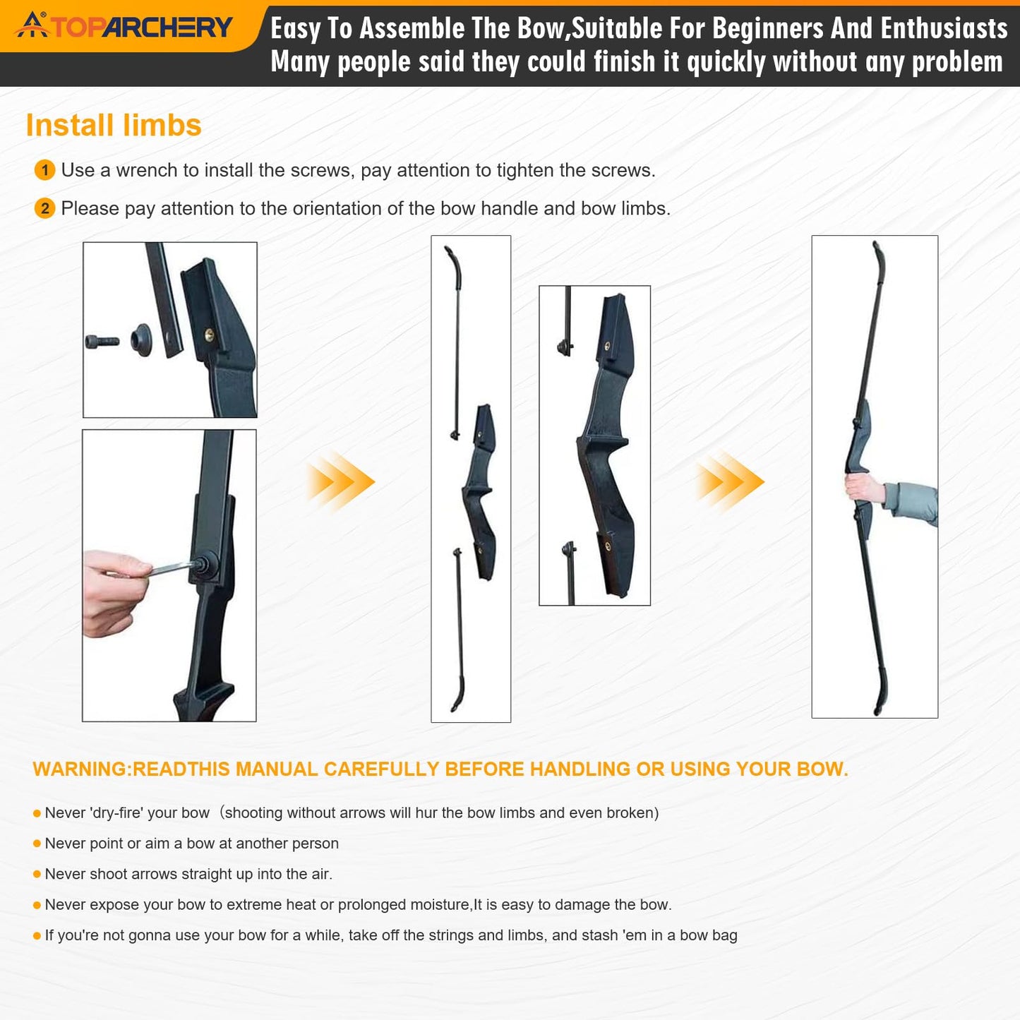 TOPARCHERY Archery 57" Takedown Youth Recurve Bow Hunting Black Long Bow for Beginner Teenagers Right Left Hand Black - Draw Weight 30lbs 40lbs (40)