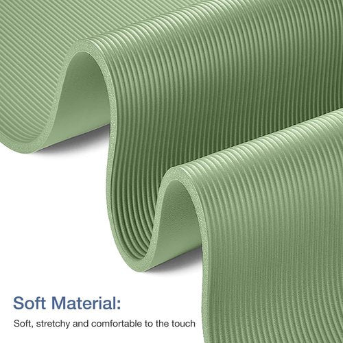 Gruper Thick Yoga Mat Non Slip, Large Size 72" L x 32" W x 0.6" TH, Premium Exercise & Fitness Mat with Carrying Strap and Bag, Workout Mats for Home (Matcha, 0.6 * 32 * 72 Inches)