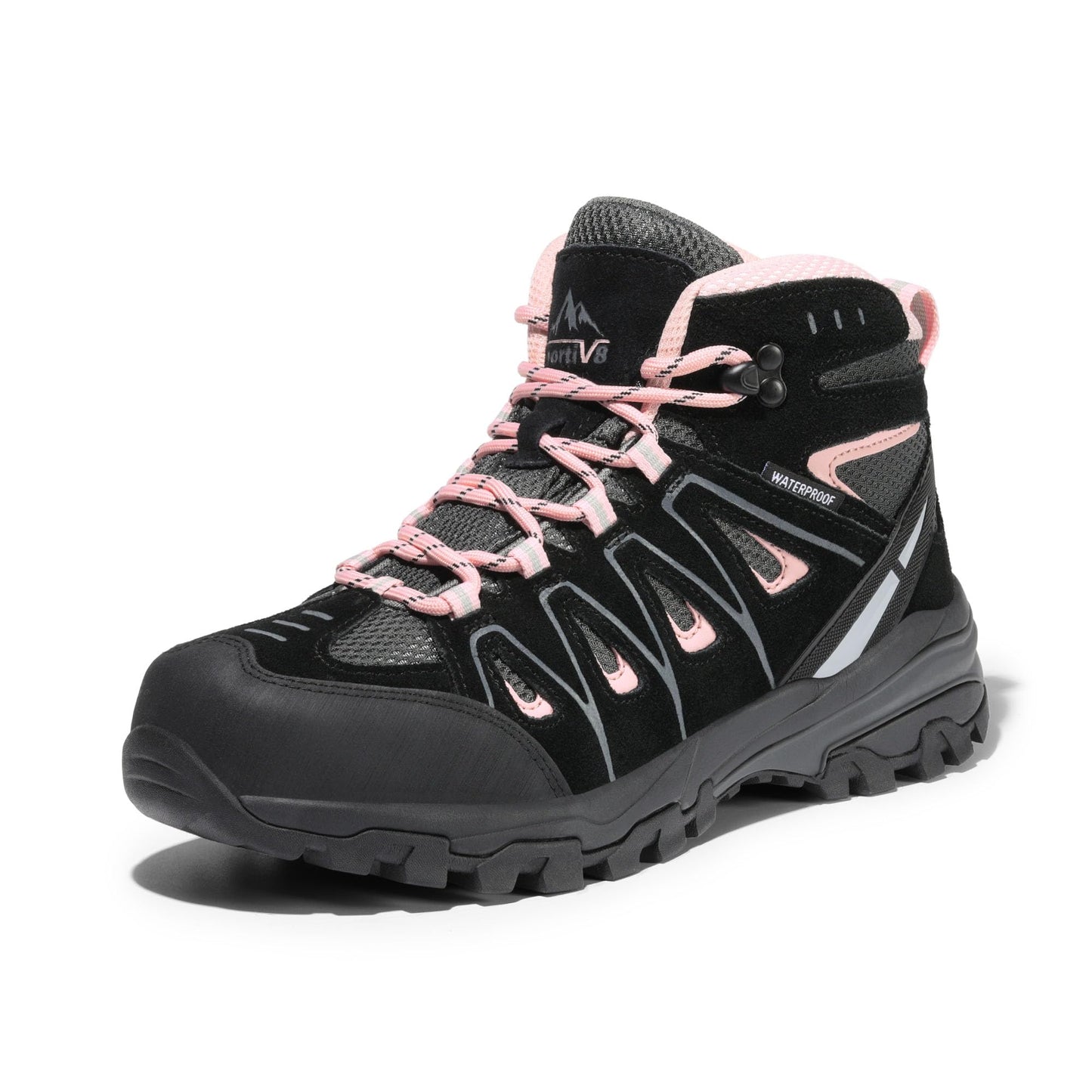 NORTIV 8 Women's Waterproof Hiking Boots Outdoor Trekking Camping Trail Hiking Boot Seeker,Size 5,Black/Pink,SNHB211W