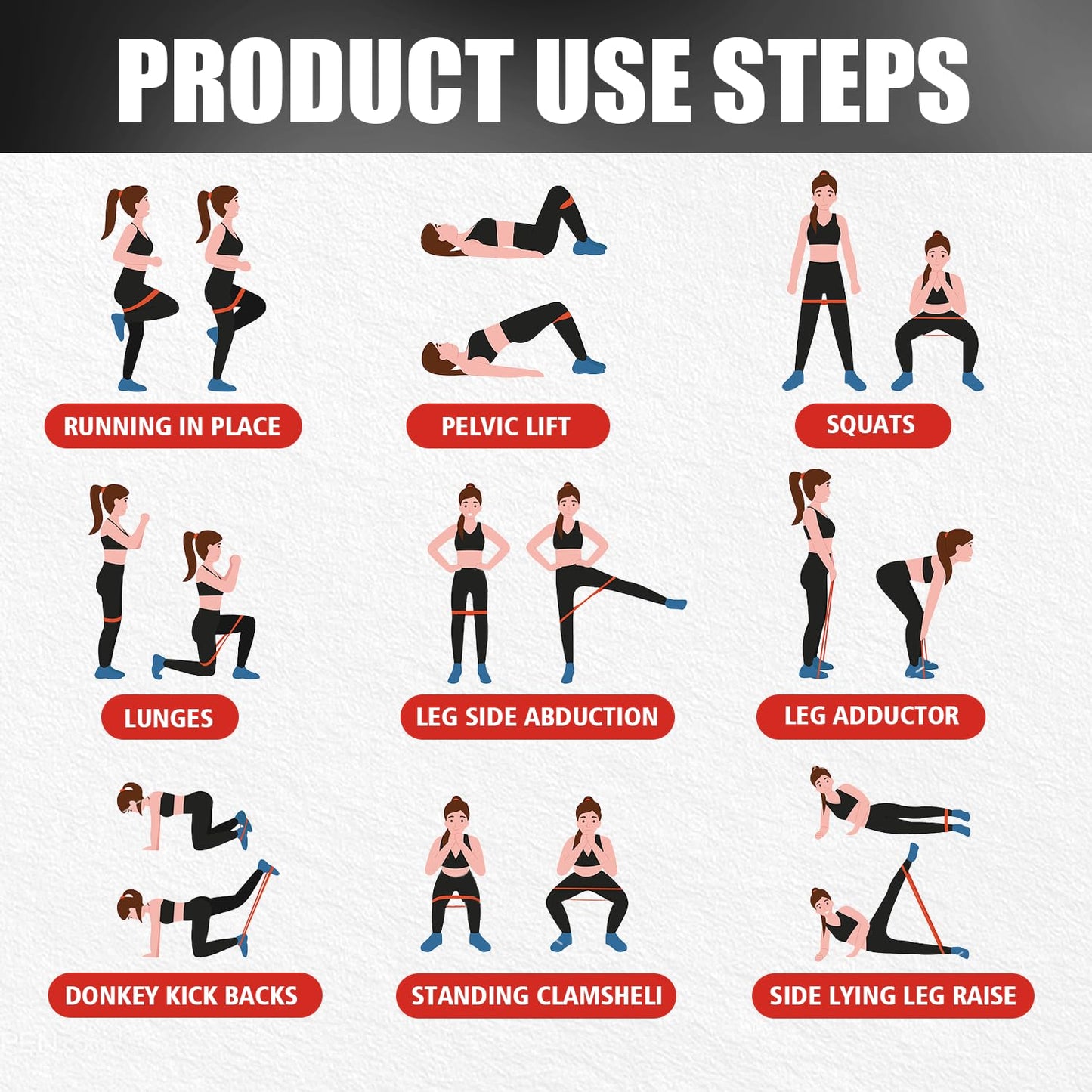 WHATAFIT Resistance Loop Exercise Bands, Latex Elastic Workout Bands for Men and Women, for Home Fitness, Stretching, Strength Training, Physical Therapy