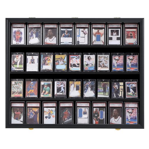 KCRasan 36 Graded Sports Card Display Case - Baseball Card Display Case Lockable - Collection Card Display, Wall Display Frame for Basketball Football Hockey Trading Cards with UV Protection Acrylic