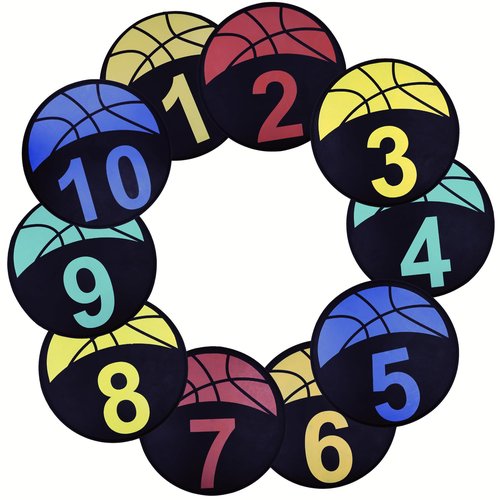 Nuburbur Basketball Training 9 Inch Poly Spots, 10PCS Anti-Slip Training Basketball Spot Markers Floor Spots, Waterproof Flat Filed Cones Poly Dots for Basketball Training (10Pcs 9inch Spot Markers)
