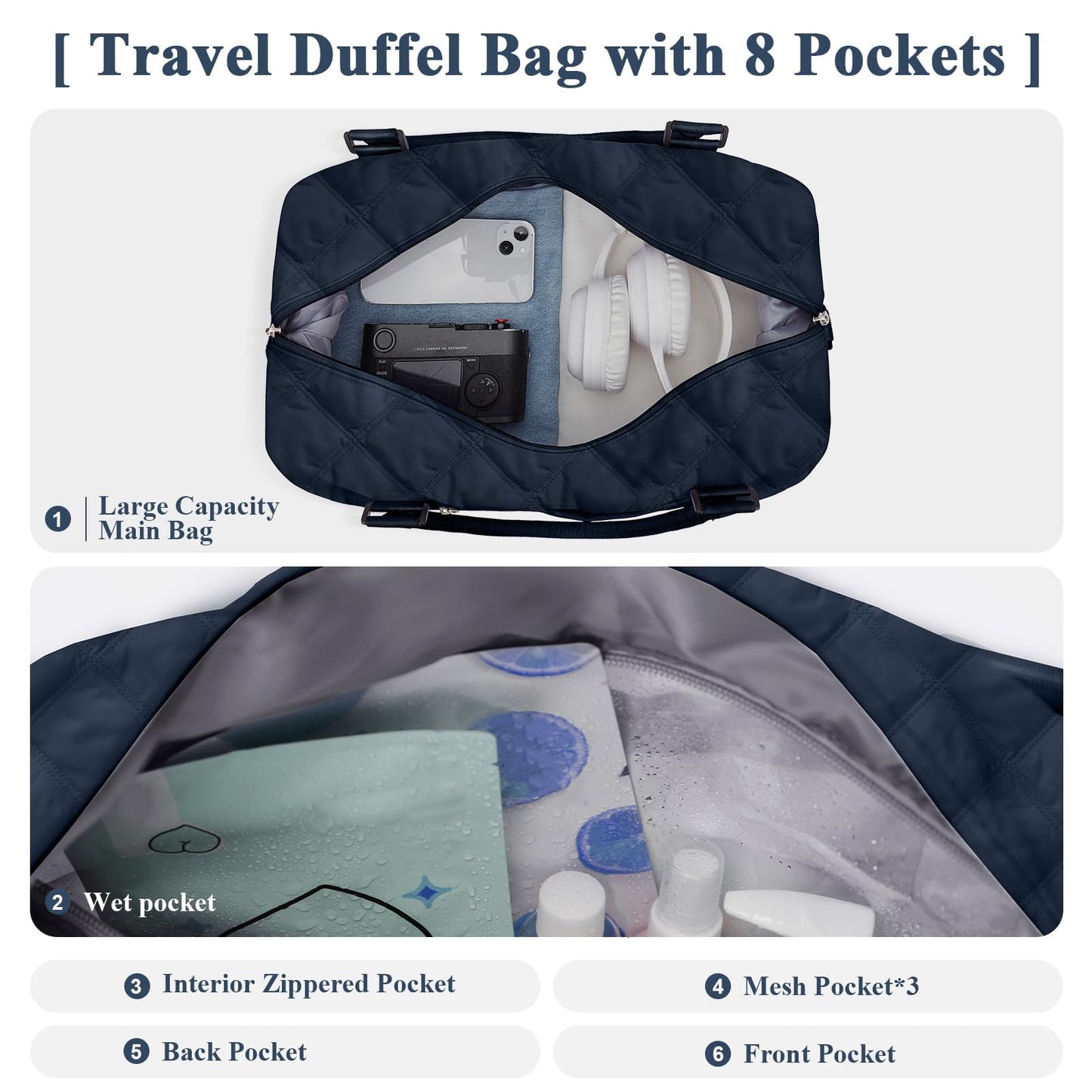 Travel Duffel Bag,Overnight Weekender Bags for Women with Wet Pocket