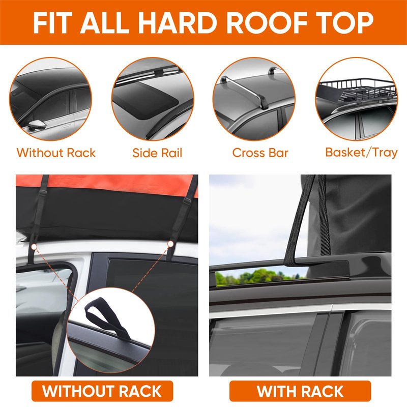 WdfCariP Car Rooftop Waterproof Bag,20 Cubic Feet Large Capacity Waterproof Car Rooftop Cargo Carrier Roof Bag for All Vehicle with/Without Racks-Anti-Slip Mat,10 Straps,6 Door Hooks,Luggage Lock
