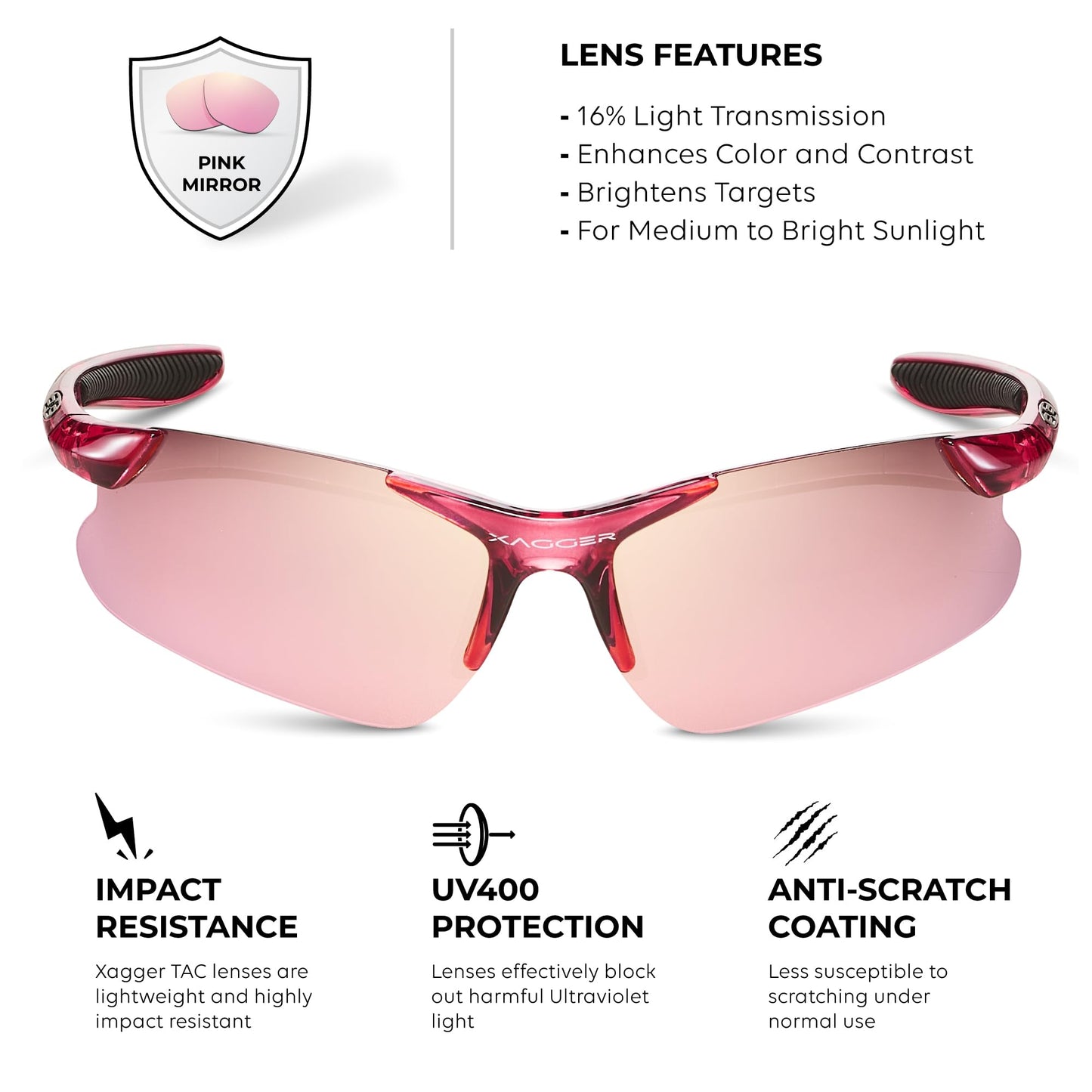 Xagger Kids Youth Polarized Sports Sunglasses for Boys Girls Baseball Softball Glasses TR90 Frame