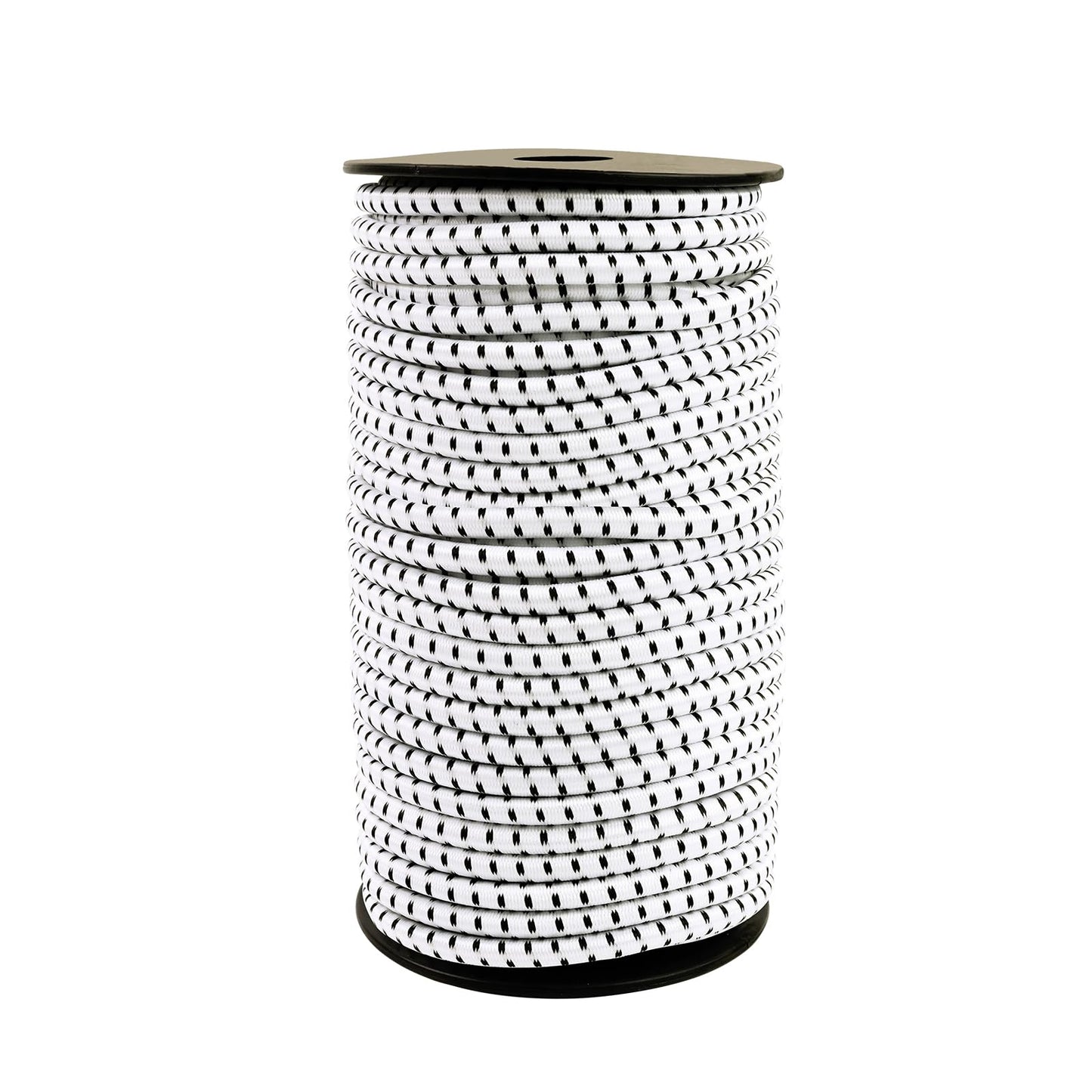 Bungee Cord Roll 3/32 Inch x 100 Feet, White Black Heavy Duty Elastic Shock Cord Nylon Stretch String Kayak Bungee Rope for Luggage, Camping, Kayak, Tent Pole, Tie Downs (3/32" x 100ft)